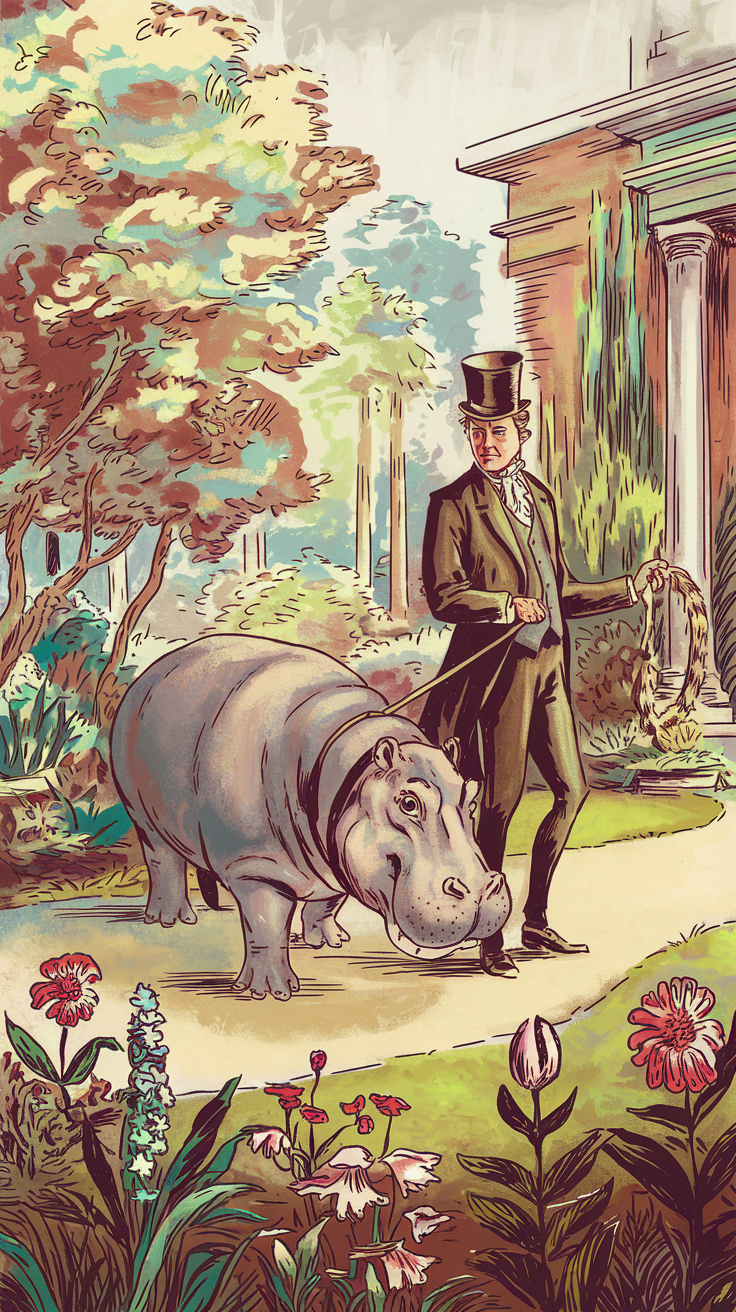 It was somewhat common for rich people to own hippos in the early 1900s.