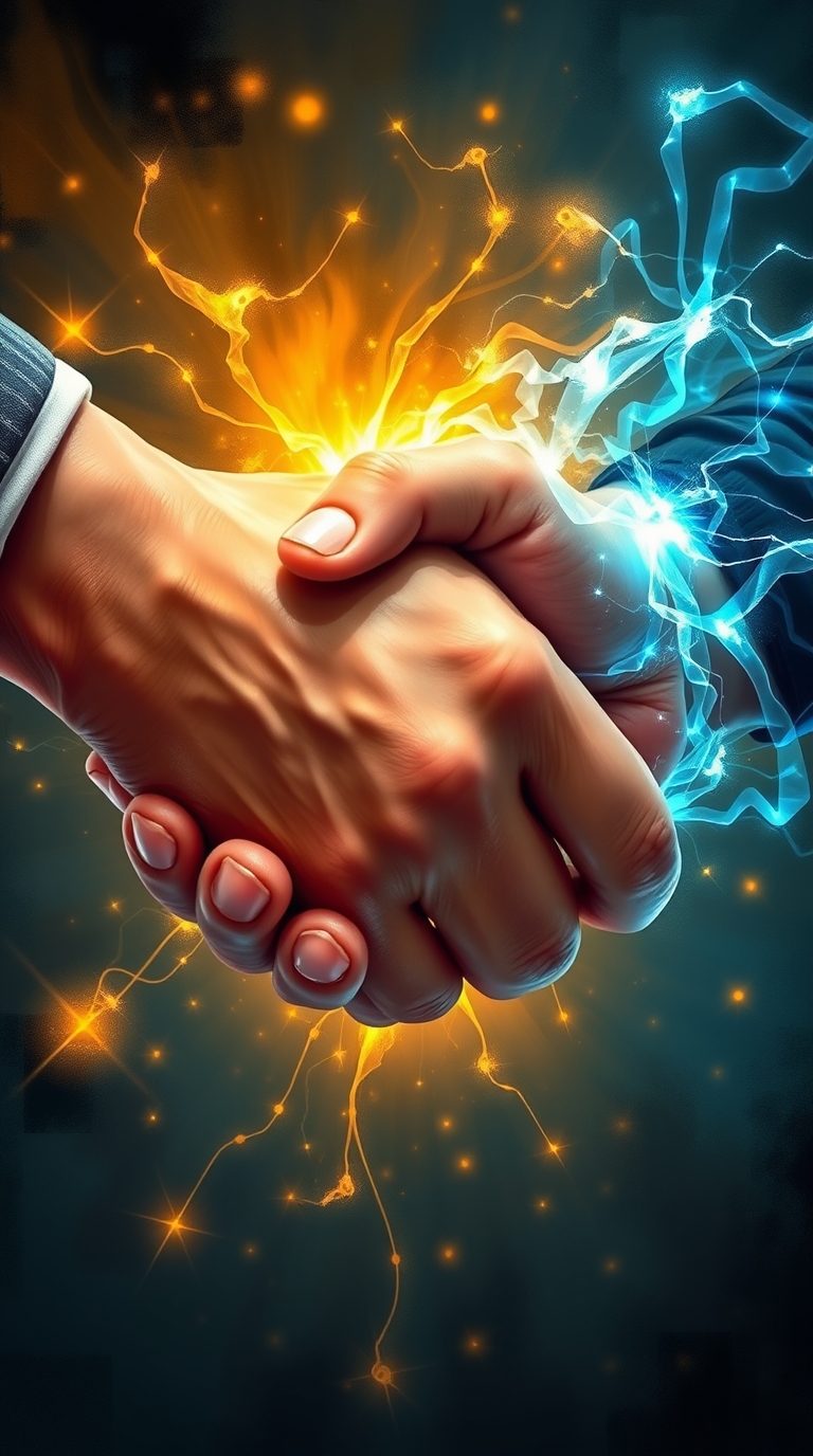 A depiction of two hands shaking each other and the power of body language.